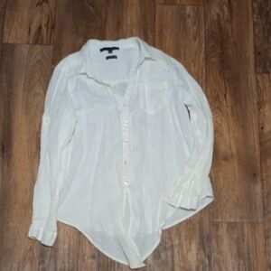 Harve Benard Cream Casual Button Down Shirt